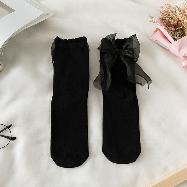 Plain Mesh Bow Back Socks SpreePicky