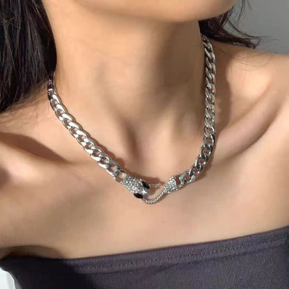 Snake Rhinestone Stainless Steel Choker SpreePicky