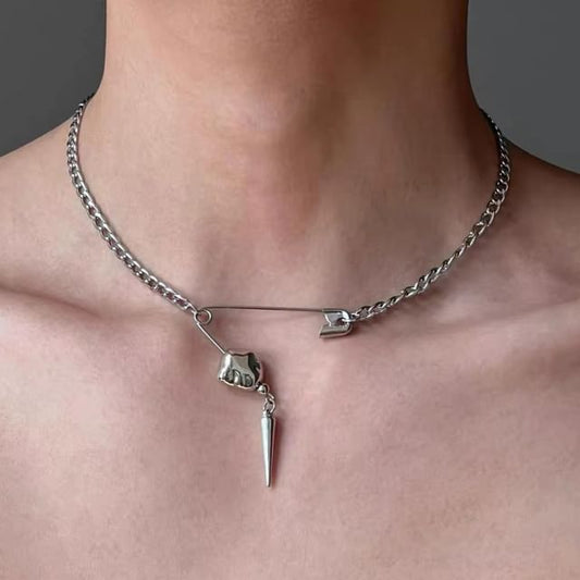 Stud Safety Pin Pendant Alloy Choker SpreePicky