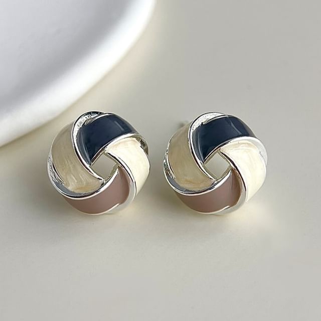 Knot Glaze Alloy Stud Earring SpreePicky