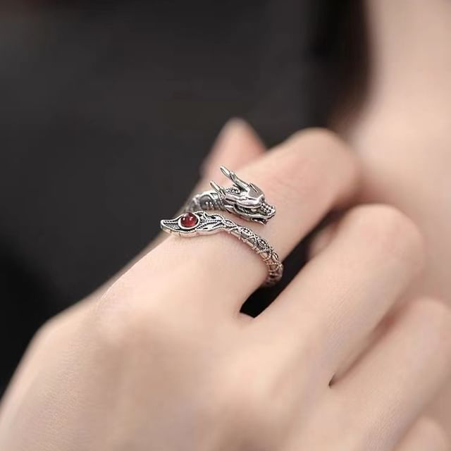 Sterling Silver Dragon Rhinestone Ring SpreePicky