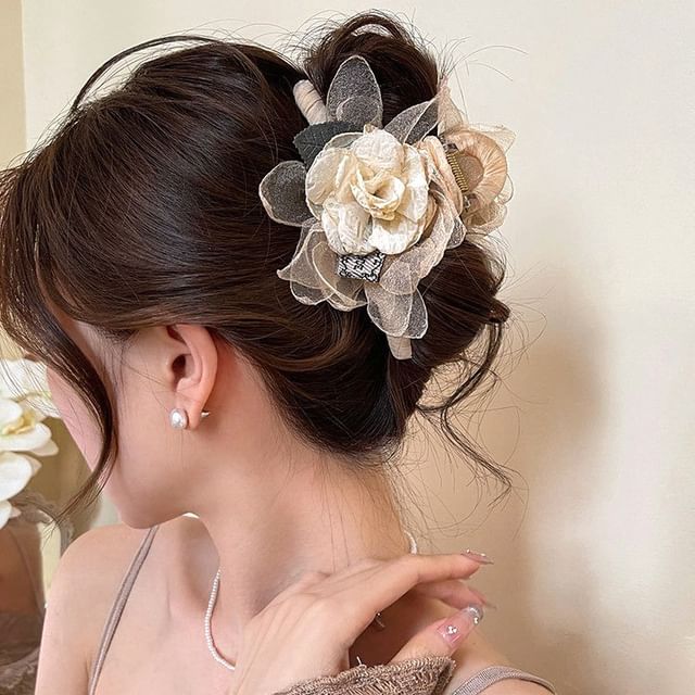 Floral Fabric Hair Claw Clip / Hair Tie SpreePicky