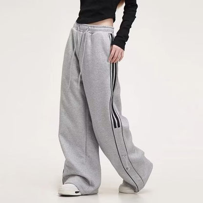 Low Rise Striped Color-Block Loose-Fit Wide-Leg Sweatpants SpreePicky