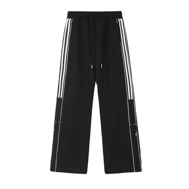 Low Rise Striped Color-Block Loose-Fit Wide-Leg Sweatpants SpreePicky