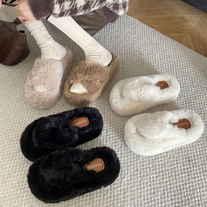 Fleece Platform Slippers mySite