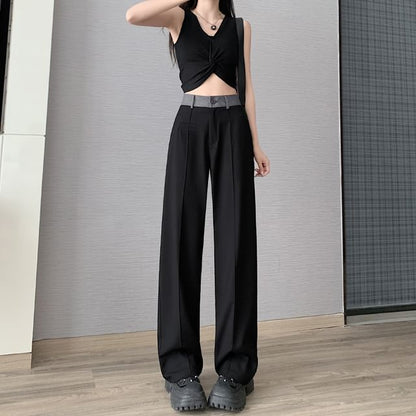 Panel High Waist Wide Leg Slacks SpreePicky