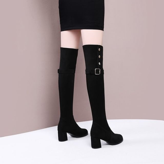 Buckled Chunky Heel Over-The-Knee Boots mySite