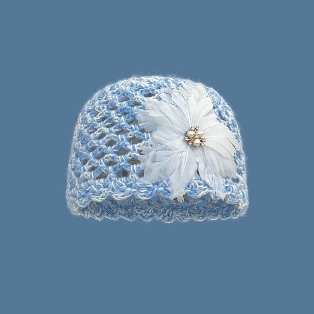 Feather Crochet Knit Hat SpreePicky