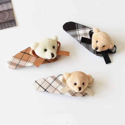 Plaid Bear Hair Pin SpreePicky