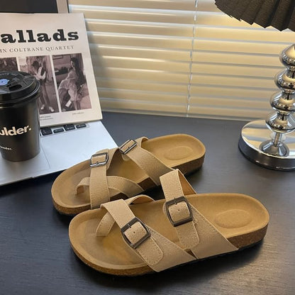 Platform Buckled Toe Loop Slide Sandals SpreePicky