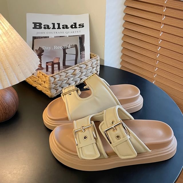 Platform Buckled Slide Sandals SpreePicky