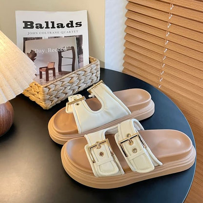 Platform Buckled Slide Sandals SpreePicky