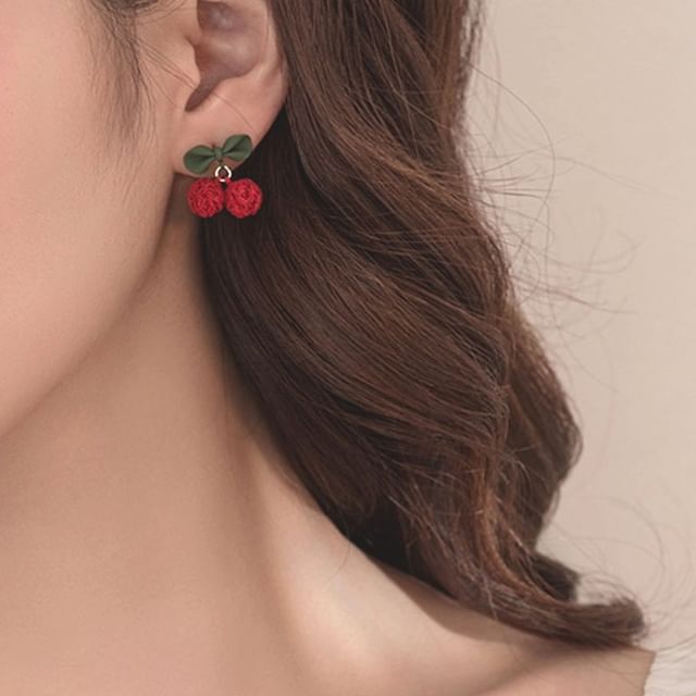 / Drop Clip On Cherry Earring FashionChic