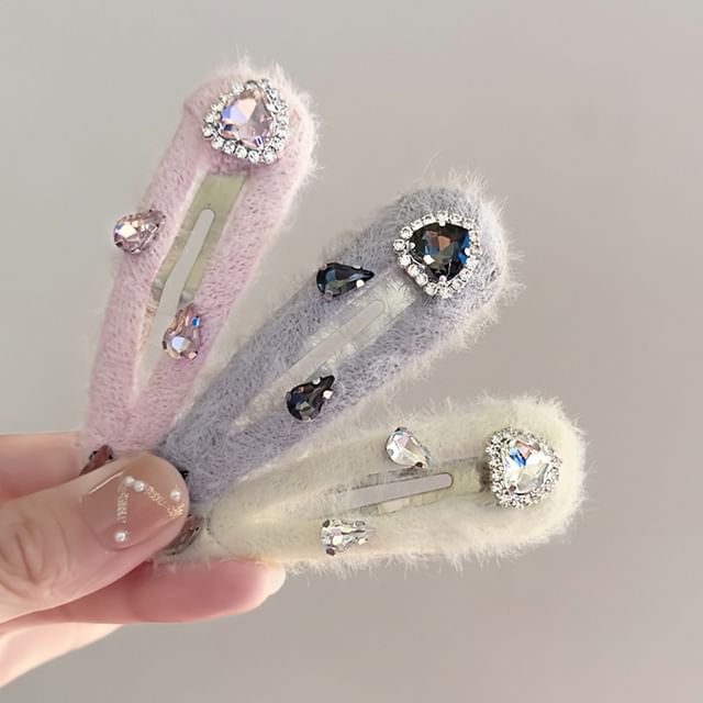 Rhinestone Plush Hair Clip SpreePicky