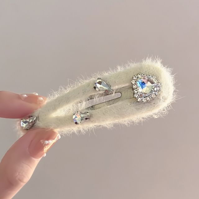 Rhinestone Plush Hair Clip SpreePicky