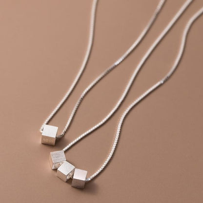 925 Sterling Silver Cube Necklace SpreePicky