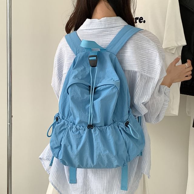 Plain Drawstring Nylon Backpack SpreePicky