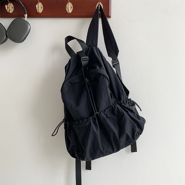 Plain Drawstring Nylon Backpack SpreePicky