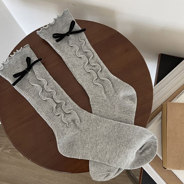 Ruffle Trim Bow Socks SpreePicky