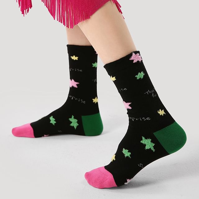 Star Pattern Crew Socks SpreePicky