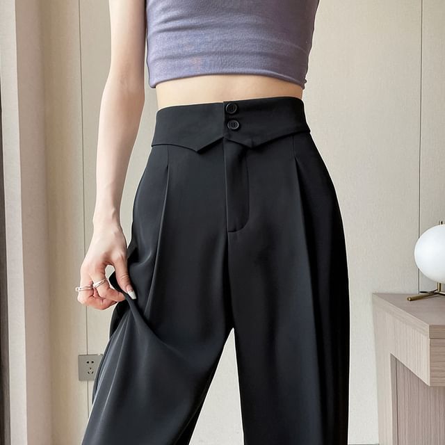 High Waist Plain Straight Leg Dress Pants SpreePicky