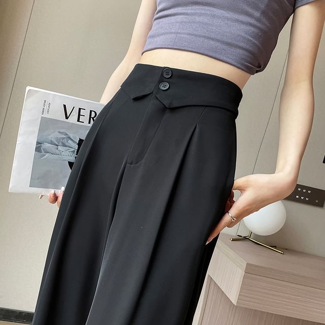 High Waist Plain Straight Leg Dress Pants SpreePicky