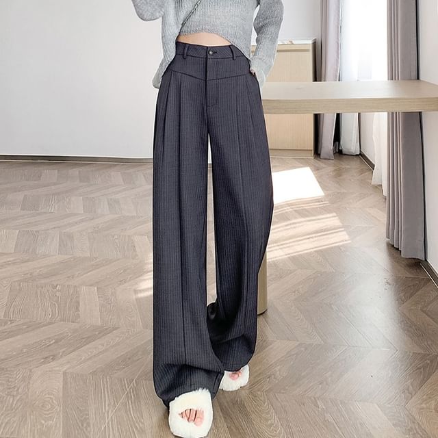 High Waist Striped Wide Leg Suit Pants mySite