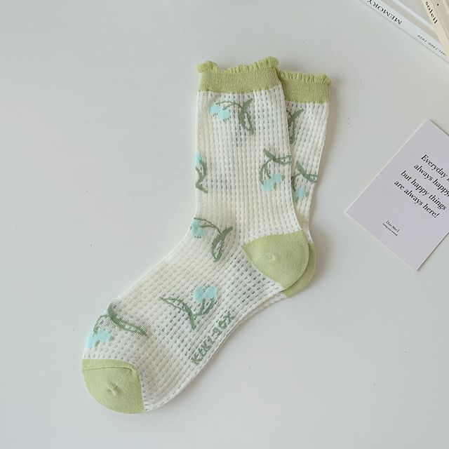 Floral Crew Socks / Plaid Socks SpreePicky