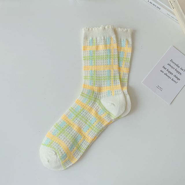 Floral Crew Socks / Plaid Socks SpreePicky