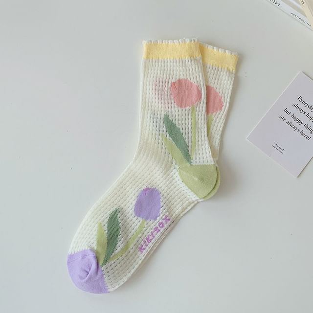 Floral Crew Socks / Plaid Socks SpreePicky