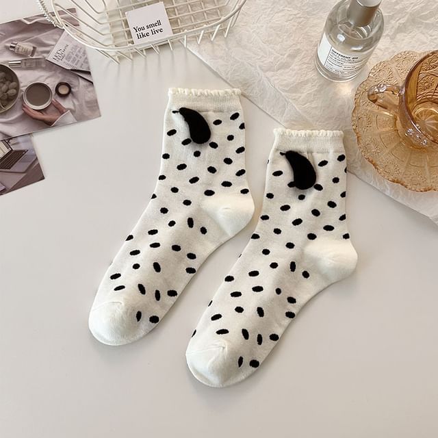 Dotted Dog Ear Crew Socks / Paw Detail Bow Socks / Plain Ruffle Socks SpreePicky