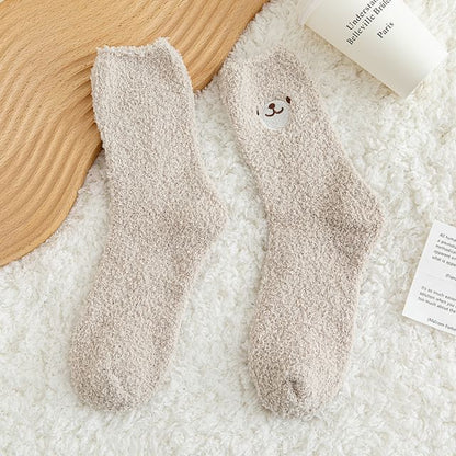 Bear Embroidered Fleece Socks SpreePicky