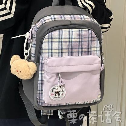 Plaid Applique Laptop Backpack / Bag Charm / Set SpreePicky