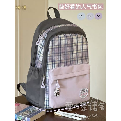 Plaid Applique Laptop Backpack / Bag Charm / Set SpreePicky