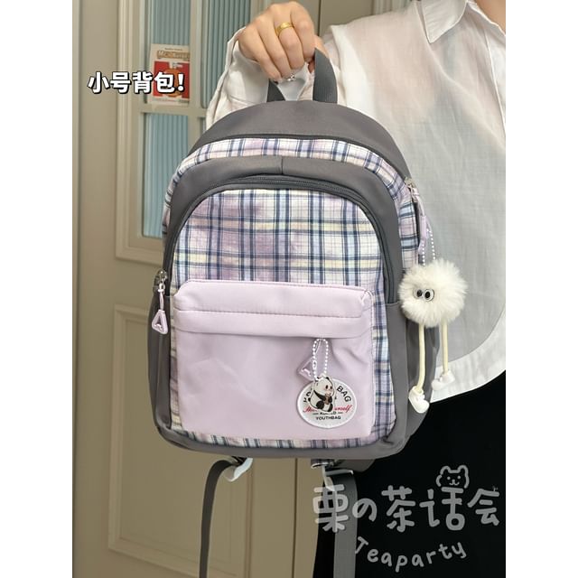 Plaid Applique Laptop Backpack / Bag Charm / Set SpreePicky