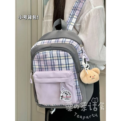 Plaid Applique Laptop Backpack / Bag Charm / Set SpreePicky