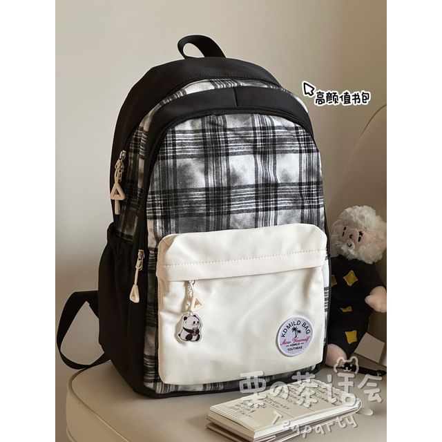 Plaid Applique Laptop Backpack / Bag Charm / Set SpreePicky