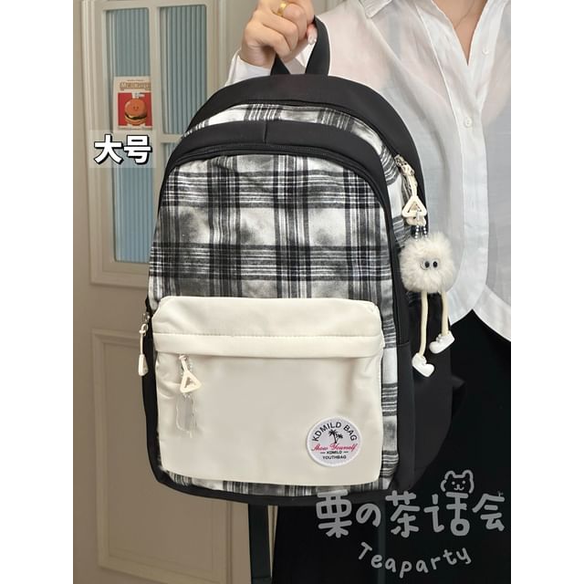 Plaid Applique Laptop Backpack / Bag Charm / Set SpreePicky