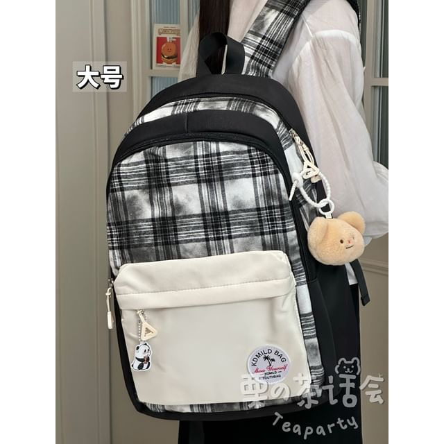 Plaid Applique Laptop Backpack / Bag Charm / Set SpreePicky