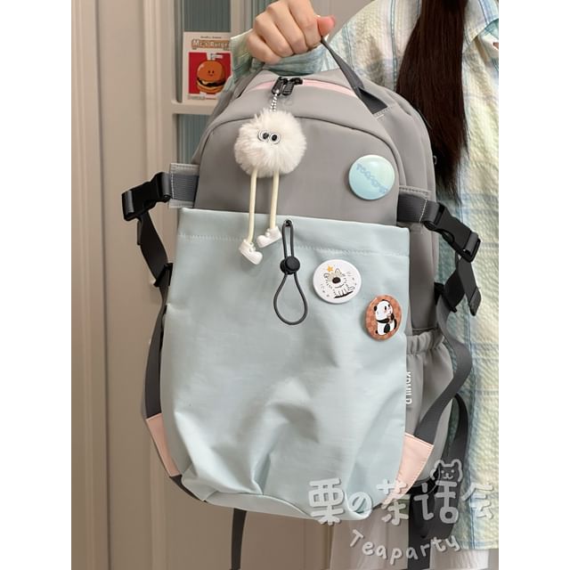 Two Tone Drawstring Laptop Backpack / Badge / Bag Charm / Set SpreePicky