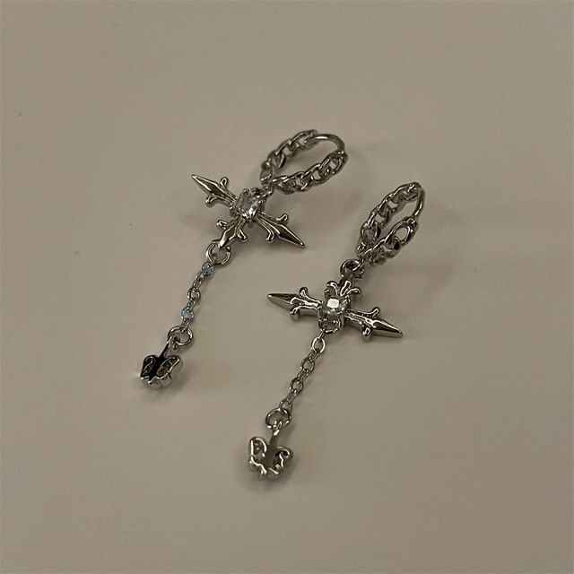 Cross Rhinestone Drop Earrings SpreePicky