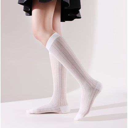 Plain Perforated Knee High Socks SpreePicky