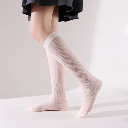 Plain Perforated Knee High Socks SpreePicky