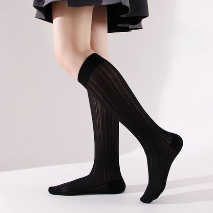 Plain Perforated Knee High Socks SpreePicky