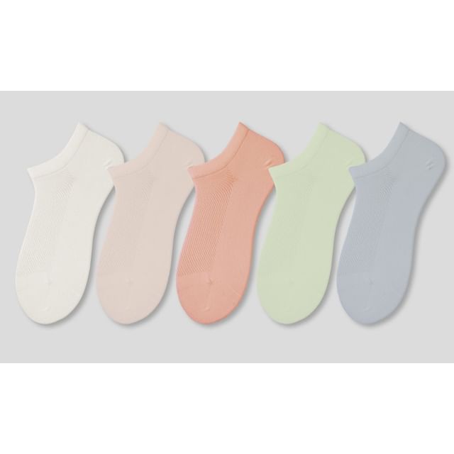 Set of 5 Pairs: Plain Perforated Ankle Socks SpreePicky