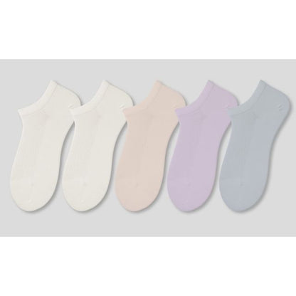 Set of 5 Pairs: Plain Perforated Ankle Socks SpreePicky