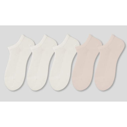 Set of 5 Pairs: Plain Perforated Ankle Socks SpreePicky