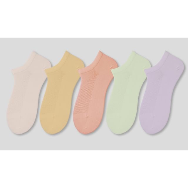 Set of 5 Pairs: Plain Perforated Ankle Socks SpreePicky