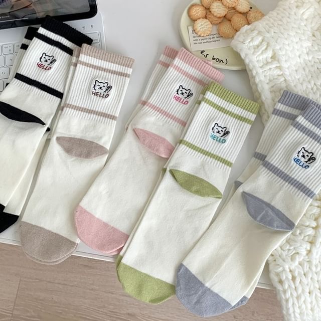 Cat Embroidered Socks Set SpreePicky