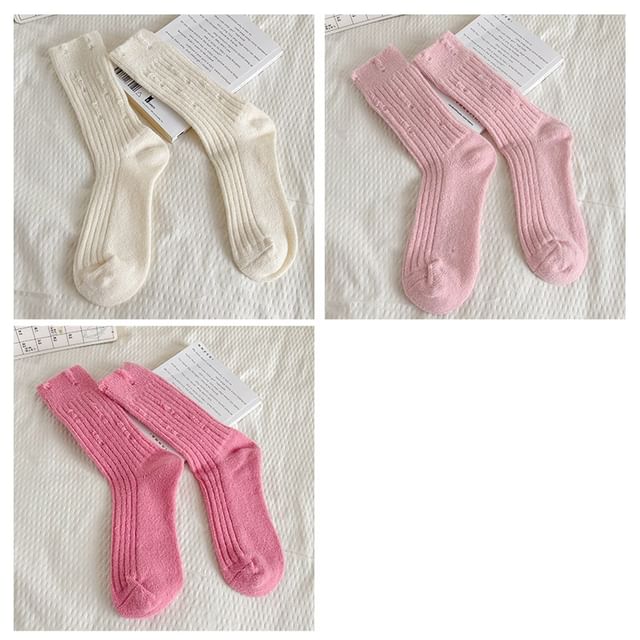 Plain Distressed Ribbed Socks Set SpreePicky